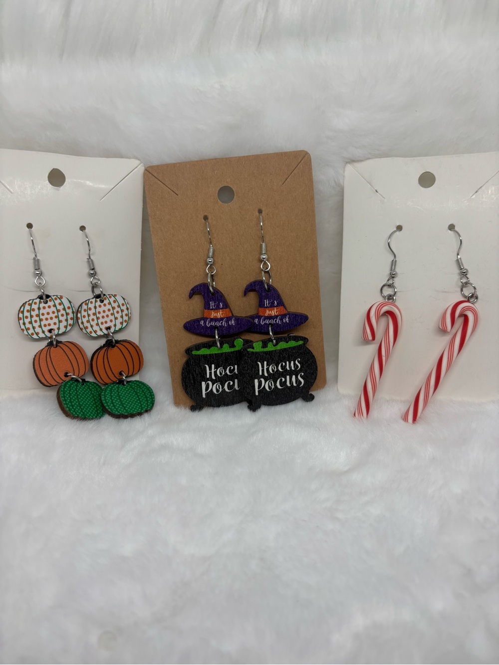 Holiday Earring Set Hocus Pocus Halloween Witch Hat Earrings - Black & Purple - Picture 2 of 4
